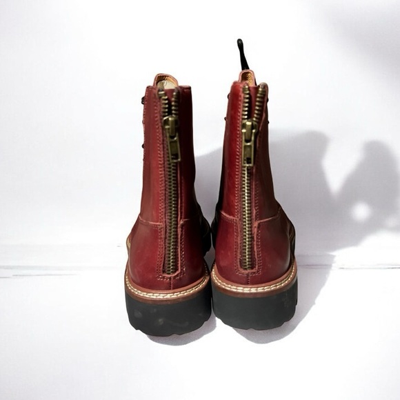 🌻NEW Madewell Citywalk Rusted Burgundy Leather Lugsole Lace-Up Boot Size 7.5 - Picture 3 of 11